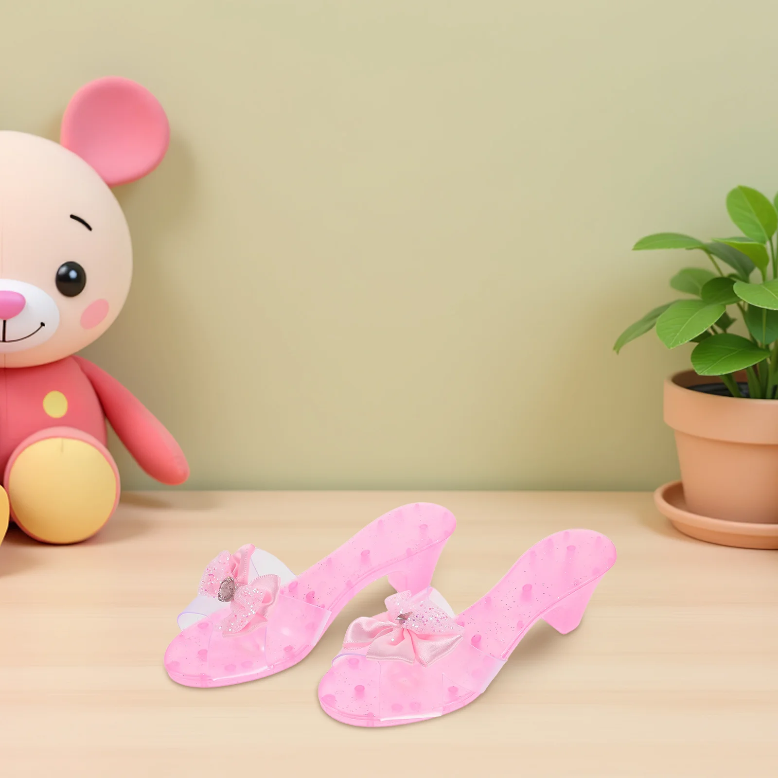 1 paio di tacchi alti per bambini, decorazioni per scarpe in plastica trasparente, decorazioni per feste da principessa, decorazioni per la casa da tavolo - Mini tavolo scultura