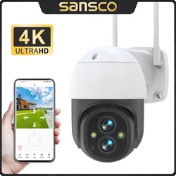 SANSCO 4K 8MP Dual Lens WIFI Camera PIR Human Detection Outdoor 4MP PTZ Security CCTV telecamera IP di sorveglianza Eseecloud