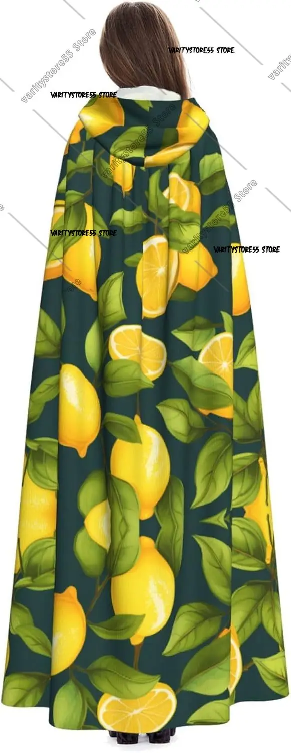 عباءة بغطاء للرأس للبالغين للهالوين، صورة فاكهة الليمون، عباءة كبيرة للغاية بغطاء للرأس