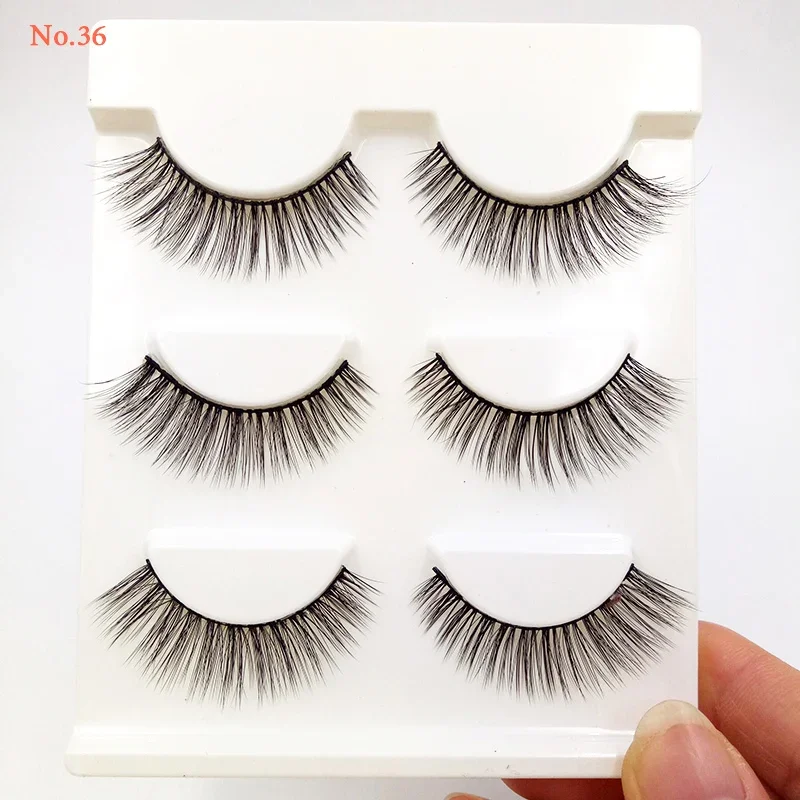 3 paires/ensemble fait à la main 3D faux cils Multiple en option maquillage naturel cils épais éclaircir les yeux outils de maquillage