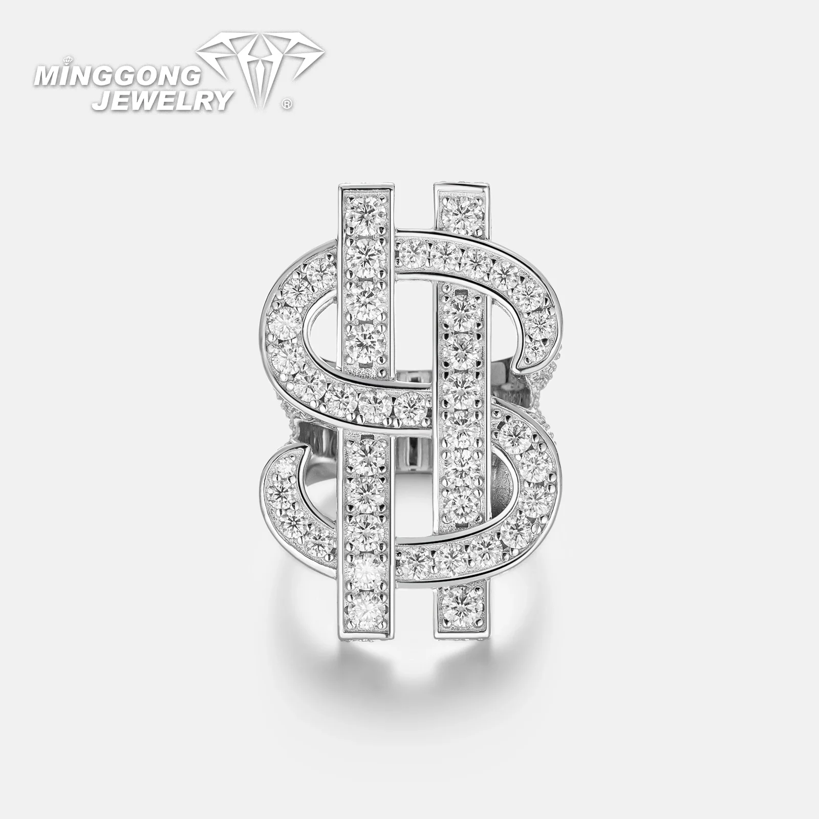 

Настраиваемое кольцо S925 из серебра и твердого золота 10K/14K/18K VVS с муассанитом и долларом, модный дизайн для мужчин и женщин в стиле хип-хоп