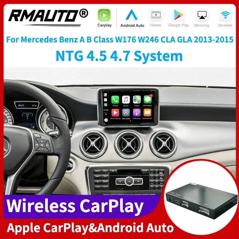 

RMAUTO беспроводной Apple CarPlay NTG 4,5 4,7 для Mercedes Benz A B класса W176 W246 CLA GLA 2013-2015 Android Mirror Link Body Kit