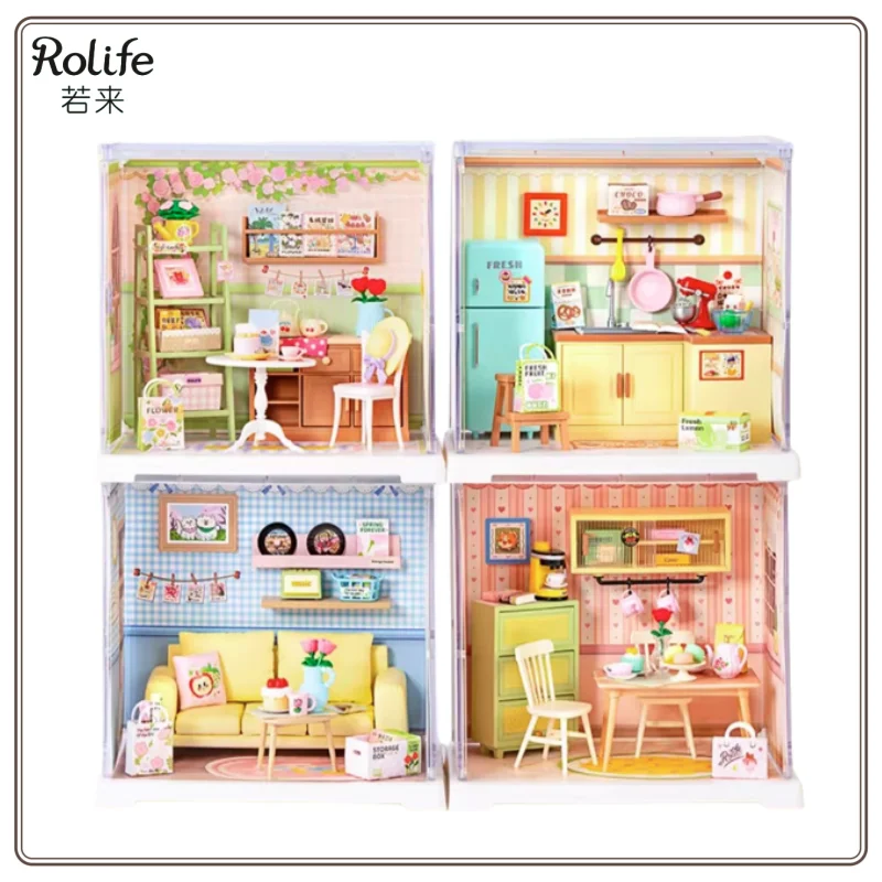 Nowy Oryginalny Rolife Super World DIY Drewniany Mini Domek Scena Zabawka do Składania Model Blind Box Rekwizyt Krajobraz Prezent dla Dzieci Dostępny od Ręki