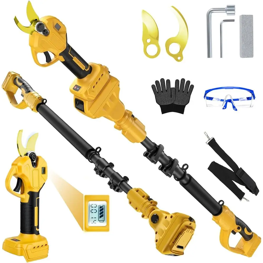 

Аккумуляторные секаторы 2-в-1 с удлинителем длиной 15 футов — максимальная огранка 30 мм, бесщеточный двигатель мощностью 600 Вт, лезвие с титановым покрытием, Compa