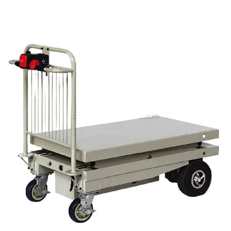 High Performance Motorized Battery Hand Trolley Powered Warehouse Electric Cart Pneumatic Wheel Stainless Steel