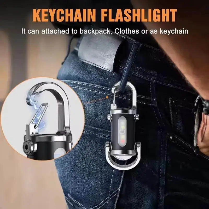 Mini USB Rechargeable LED Flashlight Keychain Portable Waterproof Camping Pocket Lamp Keyring Hanging Light Outdoor Gear
