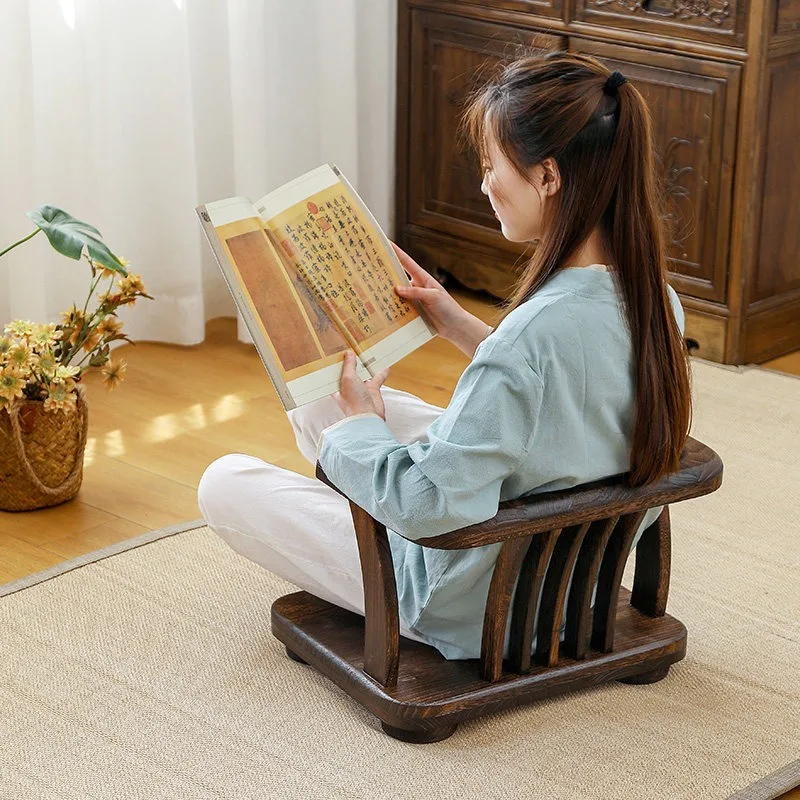 Solid wood small chair household back chair low chair low stool Japanese armchair balcony stool casual tea drinking bench