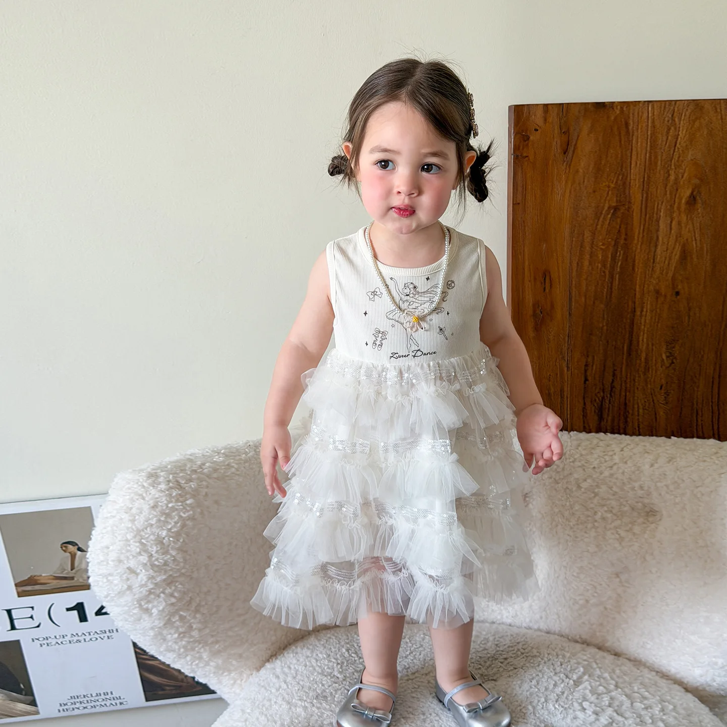 Girls Dress Summer Thin 2026 Casual Cute White Light Color Kids Vest Dress Class A Baby Skirt