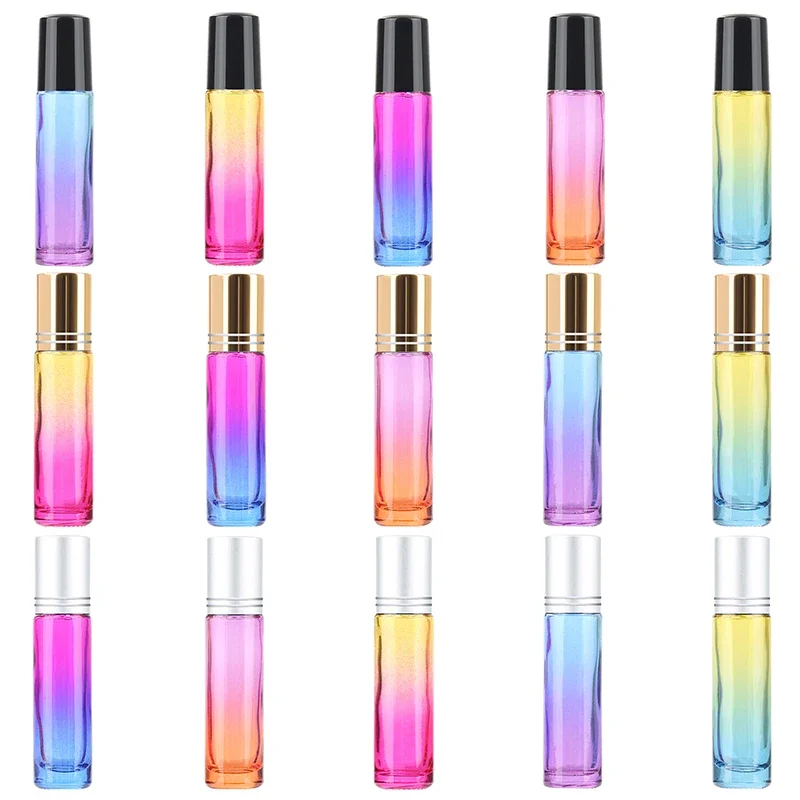 

delicatedifferent colour portable bottle Amber clear ,black glass perfume roll on bottle with stainless steel metal roller ball