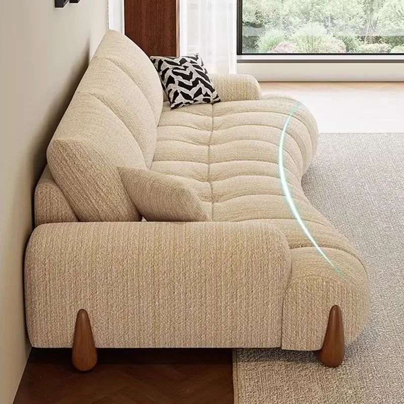 Small apartment modern simple Italian style new large sitting deep curved sofa