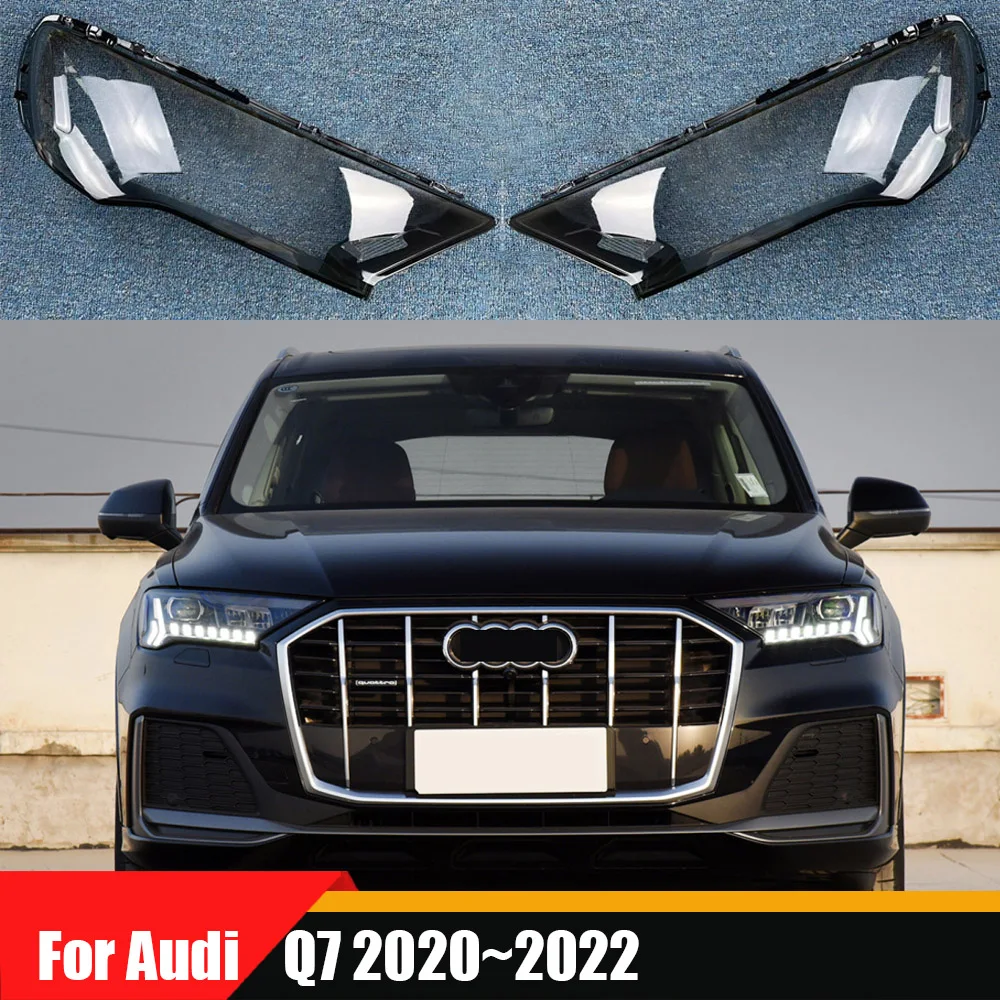 

For Audi Q7 2020 2021 2022 Front Headlight Cover Transparent Headlamp Lamp Shell Replace Original Lampshade Plexiglass