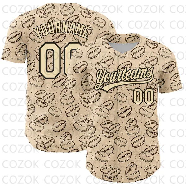 Custom Coffee Baseball Jersey Men and Women Section Shirt 3D Printed Shirt Team Shirts Hip Hop Unisex Tops