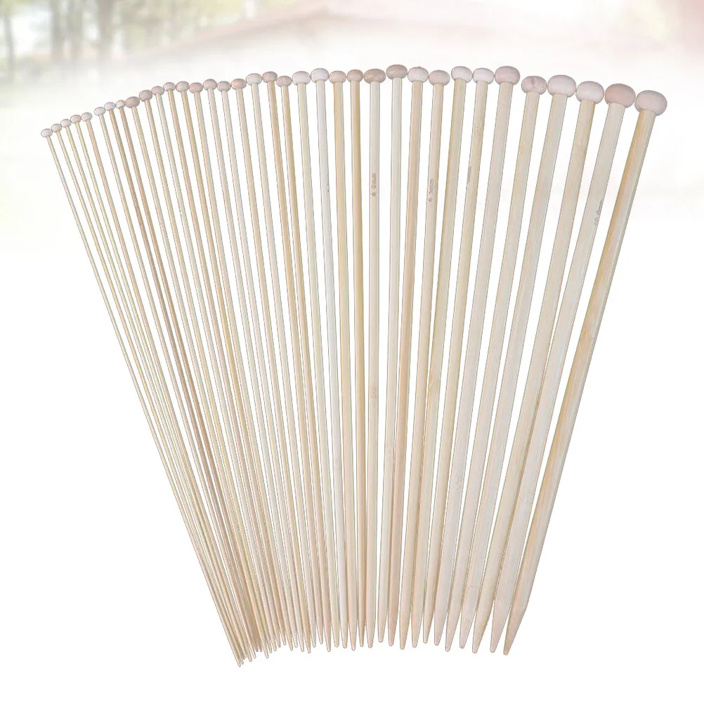 

36Pcs Single Pointed Bamboo Knitting Needles Set Smooth Lightweight Straight DIY Knitting Tools for Handmade Sweaters Hats