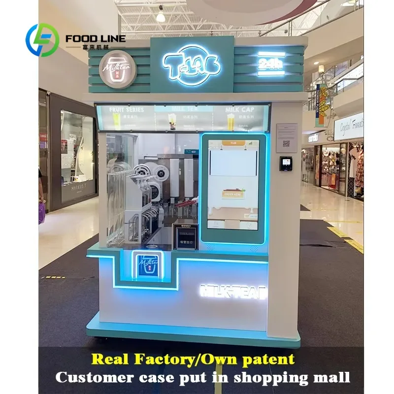 Customized Full Auto Self-Making Milk Tea Beverage Robot Equipment, Coin Operated Intelligent Vending Machine