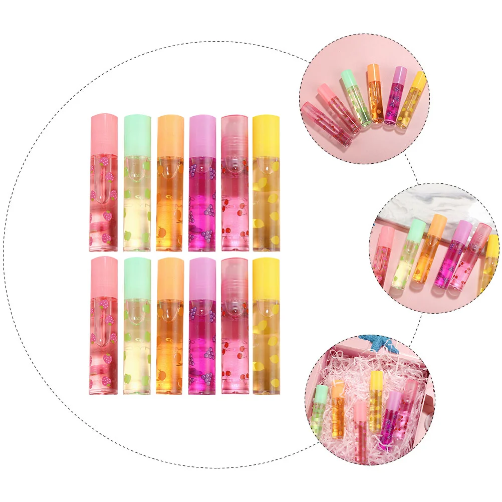 12 Pcs Lip Gloss Balm for Lips Flavored Liquid Oil Transparent Glosses Pack Waterproof Lipsticks Women Colorless