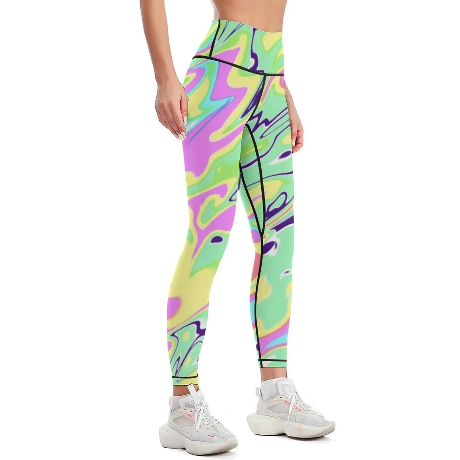 Abstract Zany Neon Marble Swirls Leggings Sportswear woman gym Women's sports pants sporty woman push up Womens Leggings