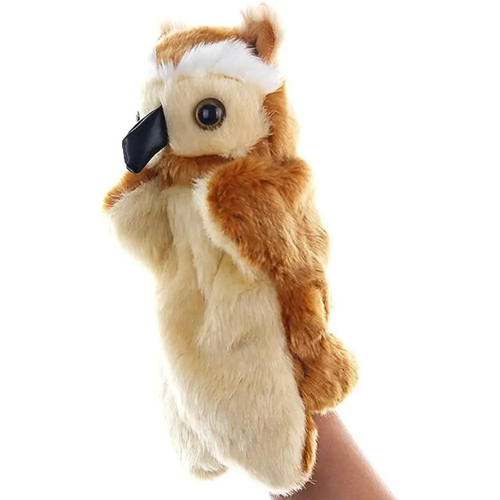 Creativo peluche gufo burattini a mano morbido giocattolo educativo interattivo per bambini animali di peluche marrone giocattolo per bambini