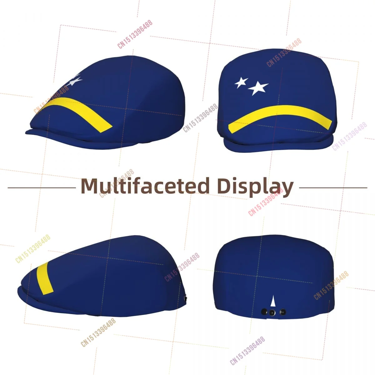 Curacao Flag Men Women Flat Ivy Gatsby Newsboy Driving Hat Cap Short Brim Ideal for Driving Daily Casual
