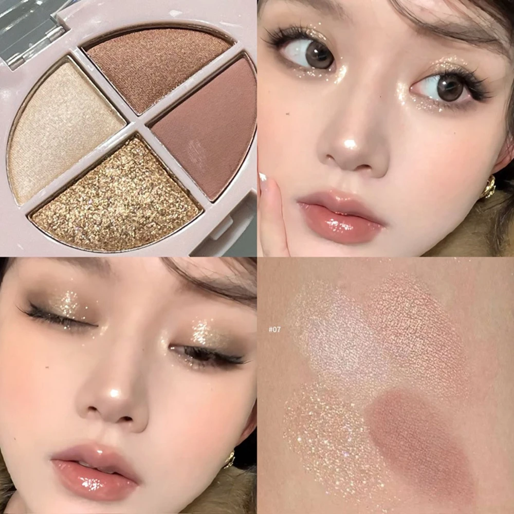 パール調フラッシュハイライター カメレオン偏光クリアダイヤモンド アイブライトニング 4色シマーハイライトパレット