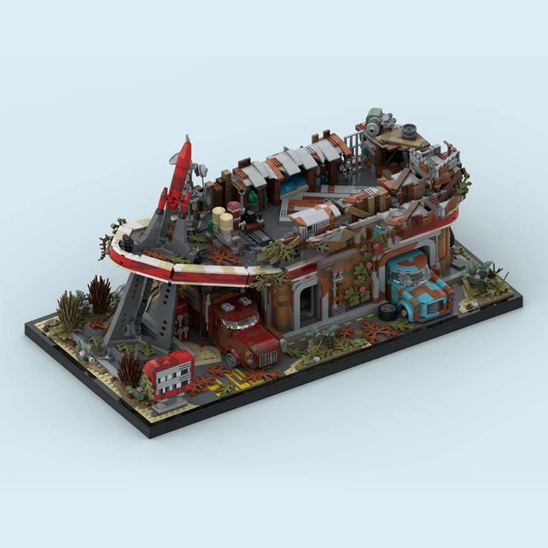 Popular Game Model MOC Building Bricks Large Red Gas Station Modular Technology Gifts Holiday Assemble Children Toys Suit