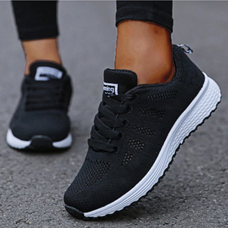 Sneakers For Women Breathable Fashion 2024 New Walking Plus Size Sneakers Women Mesh Fabric Lace Up Female Footwear Ladies Shoes