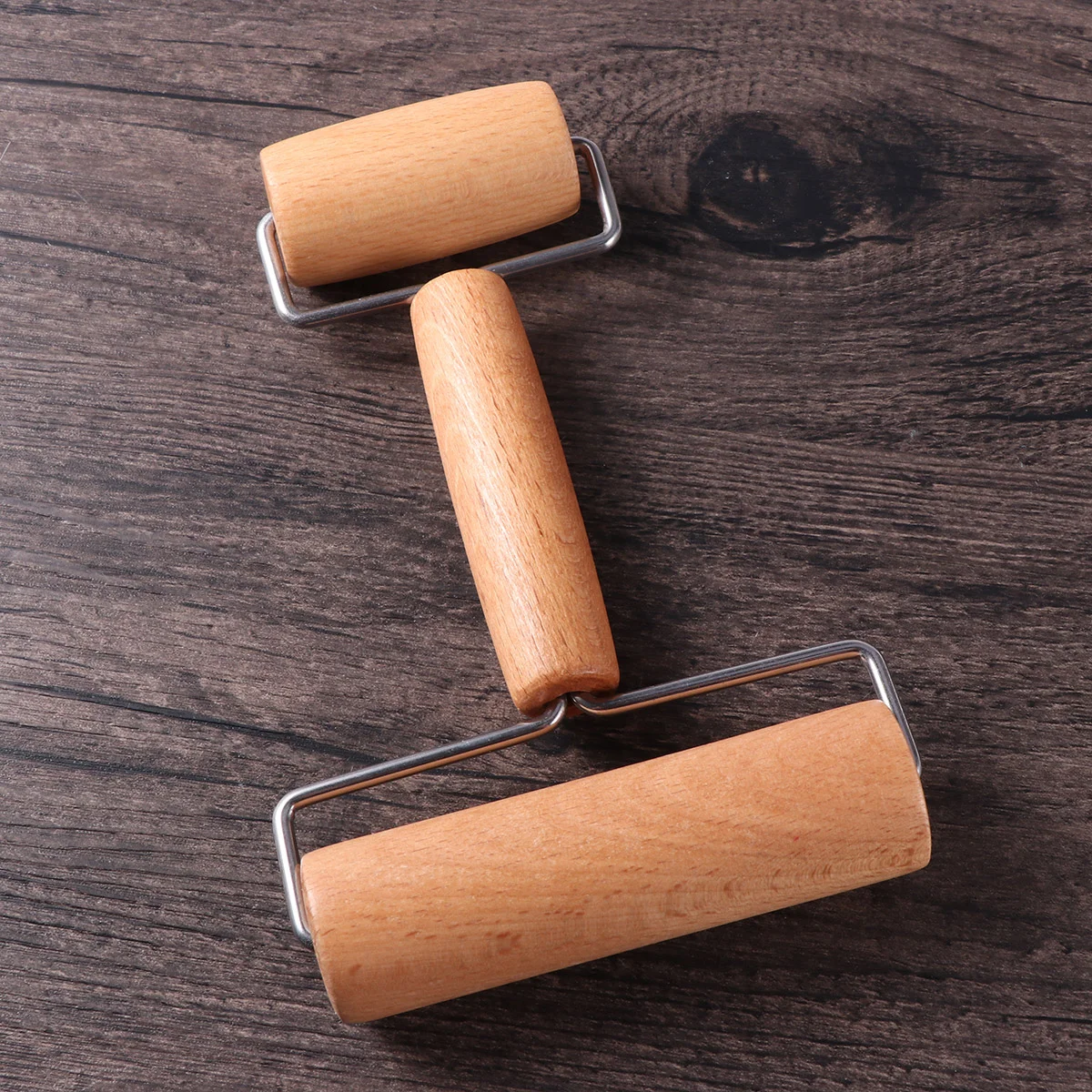 Solid Wood Rolling Pin T-shaped Flour Stick Pressing Baking Roller Pasta Wooden Dough Bamboo for Child