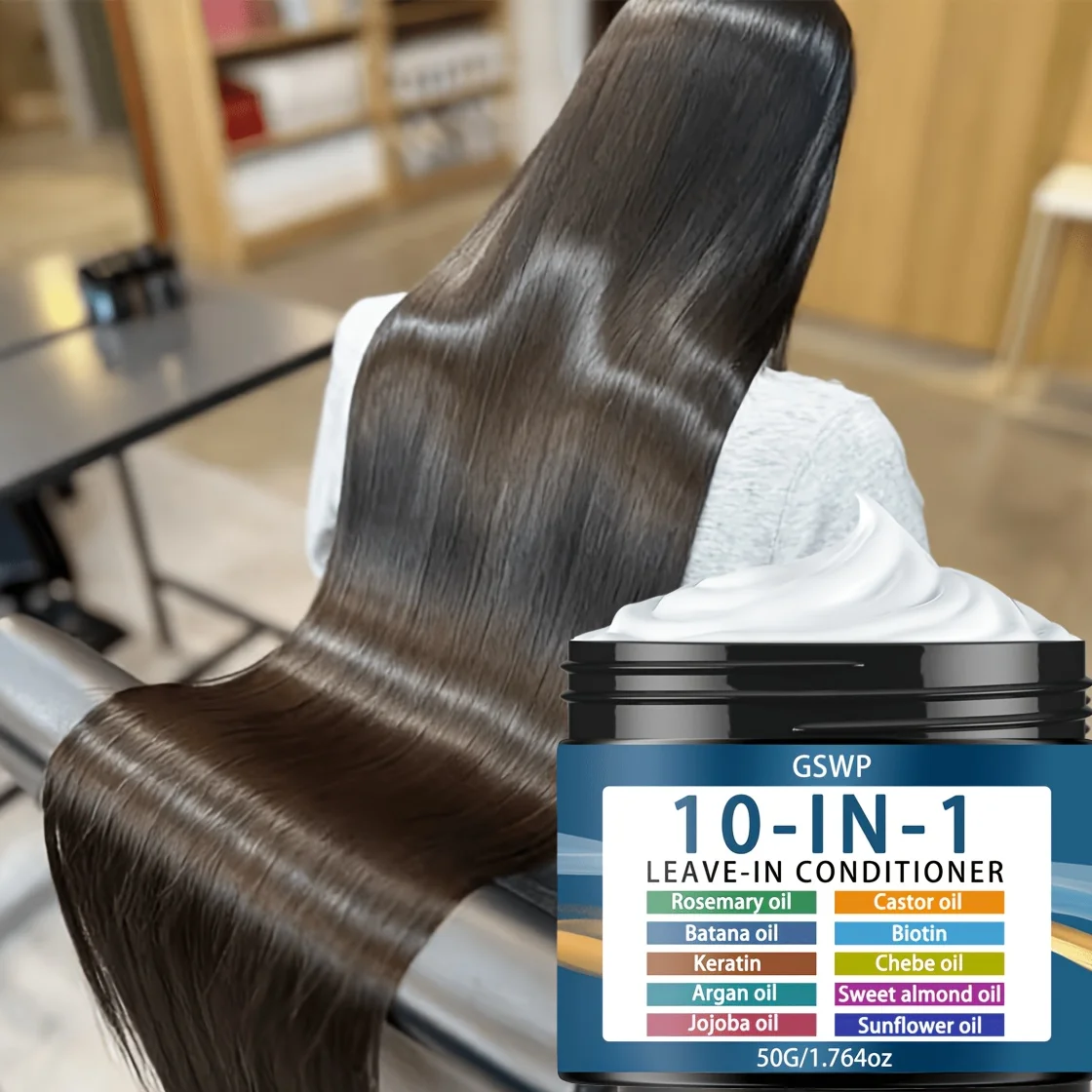 GSWP Acondicionador sin enjuague 10 en 1 con aceite de romero y queratina, aceite de nuez marroquí, biotina, etc. Hidrata y humecta. 50g/100g
