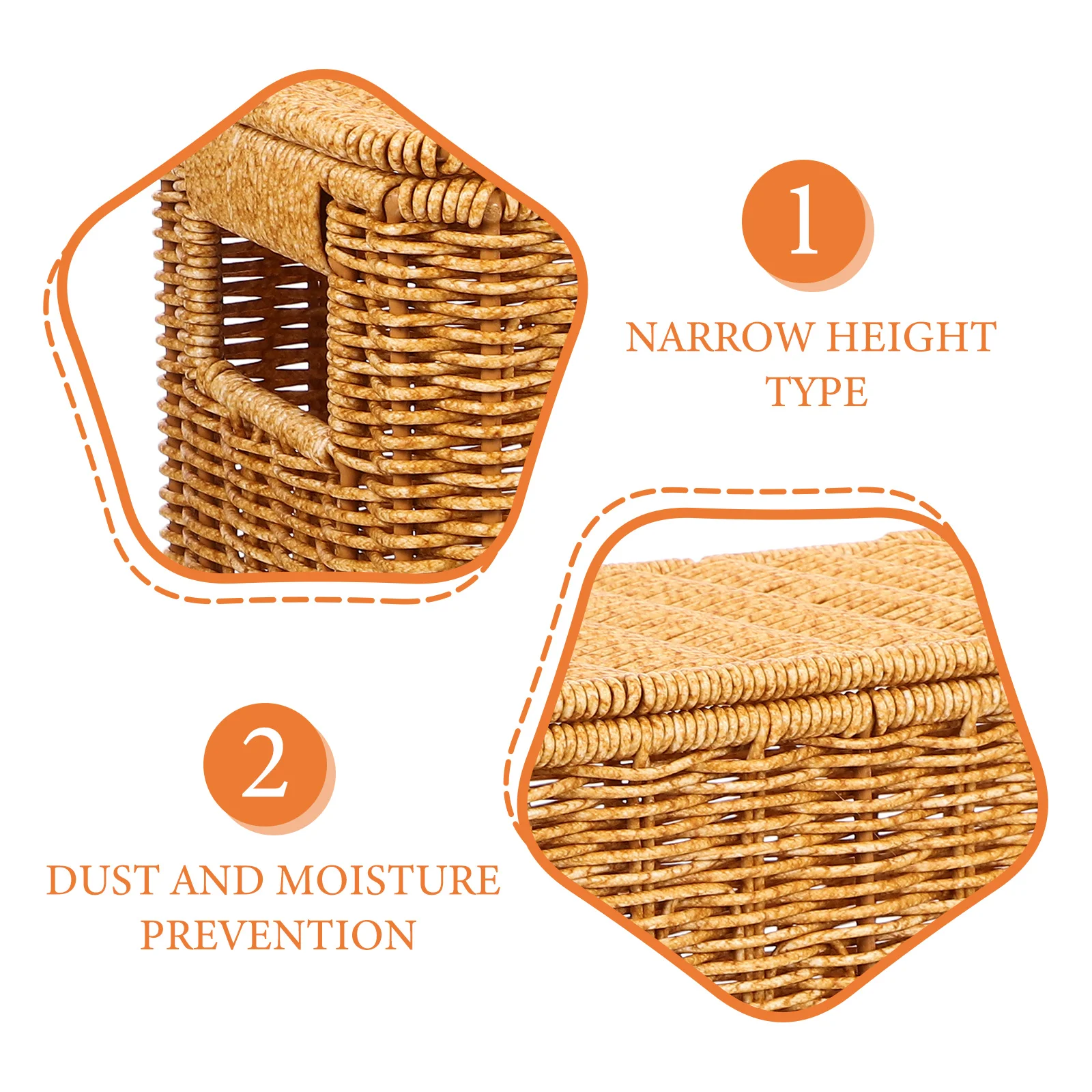 

Crimp Storage Basket with Lid Baskets for Organizing Drawer Wicker Plastic Small Handle