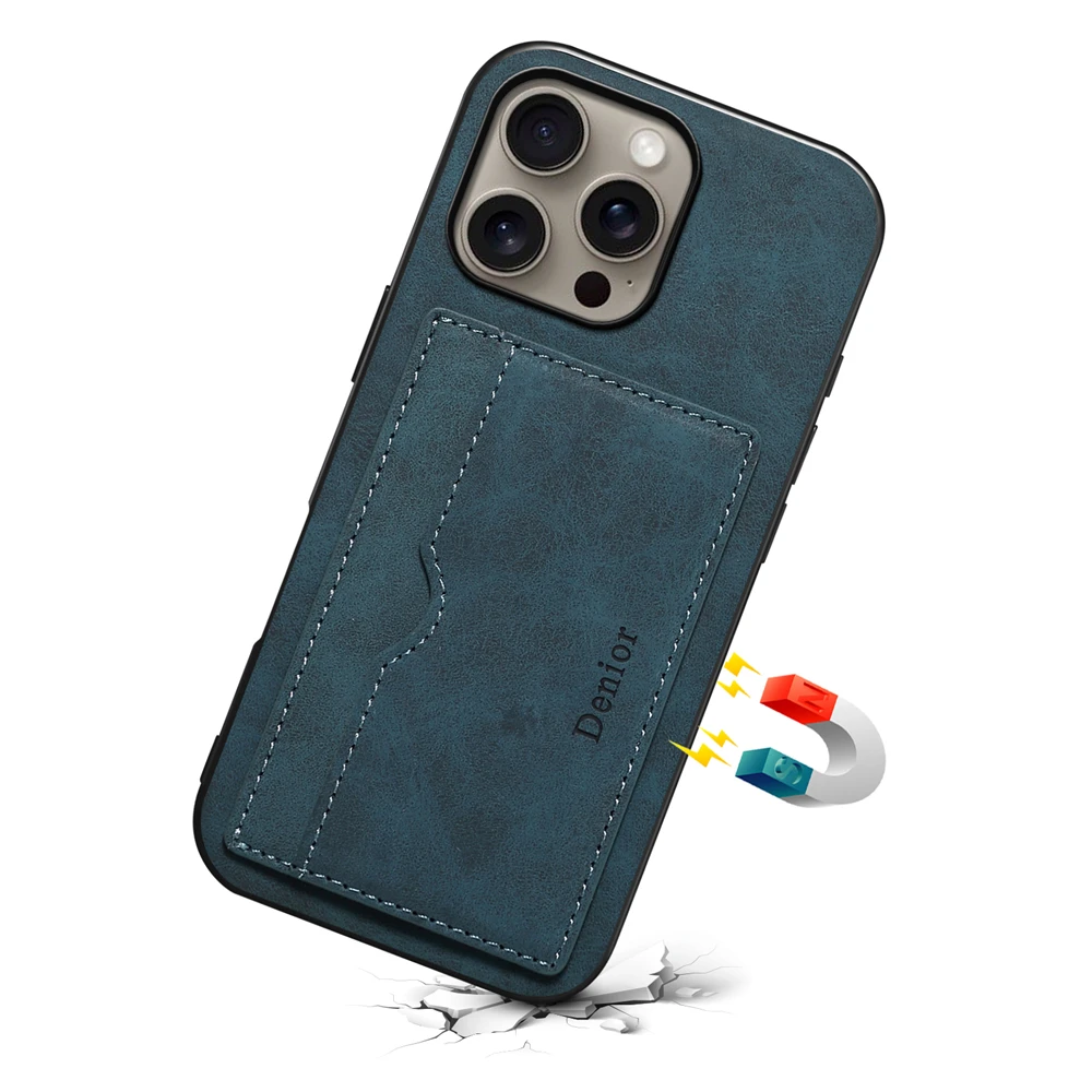 เคสโทรศัพท์หนังแม่เหล็กแบบหรูหราพร้อมช่องใส่บัตร ดีไซน์เรโทร ผิวด้าน สำหรับ iPhone 17 PRO MAX 17 AIR 16 PRO MAX 16 PLUS 16E