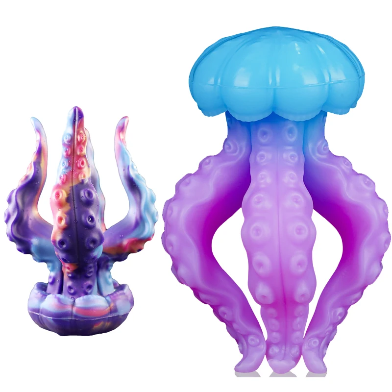 Venta de Fábrica: Dildo de Medusa Tentáculo Luminoso, Dildo de Silicona con Forma de Pene, Dildo Monstruoso Animal, Enorme Plug Anal para Mujeres y Hombres, Sex Shop