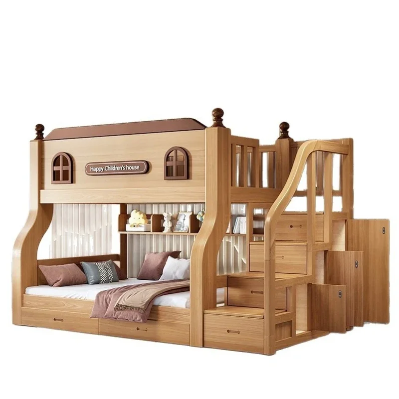 Solid wood upper and lower beds Thickened double-layer children's beds High and low beds Two-layer mother-child