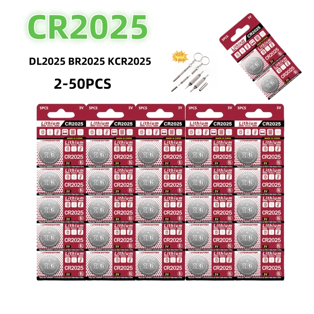 

2-50pcs CR2025 Battery 3V Lithium Button Batteries cr2025 Coin Batteries for Watch Calculator Toys Car Remote Button Coin Cell