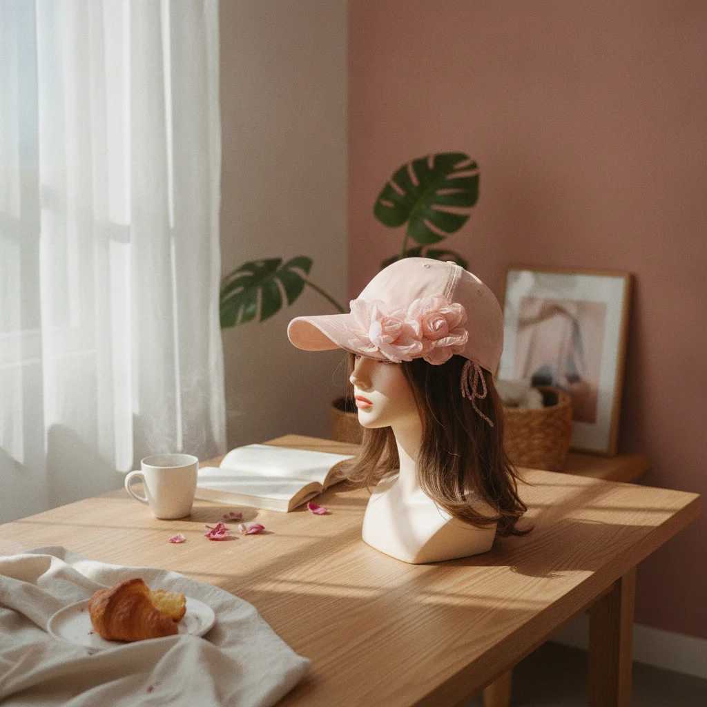 

Pink Floral Baseball Cap Fashionable Washed Cotton Baseball Cap Headwear Soft and Lightweight for Girls, Outdoor
