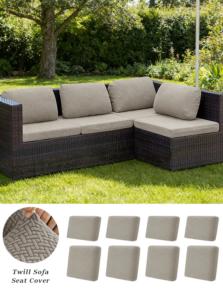 1PC Effen Kleur Bankhoes Kussenhoes Duurzame stof voor tuin Patio Vervanging Sofa Seat Hoes Binnenplaats Stofdicht - afbeelding 2