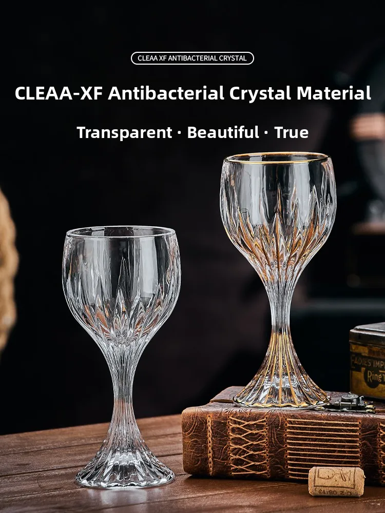 Gold-Embellished Crystal Wine Glasses Set Creative Luxury Home Use High-End Wine Cup Gift Box Set European Style Handmade Gla...