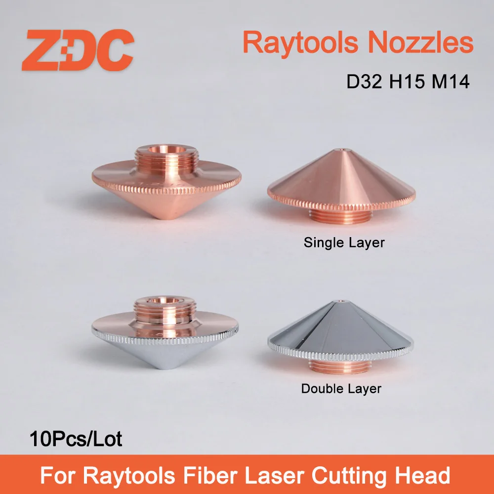 Imagem -02 - Original Raytools Bocal Único Camadas Duplas 10 Peças Lote Dia.32 mm H15 M14 Calibre 0.85.0 para Fibra Laser Nozlle Cabeça de Corte