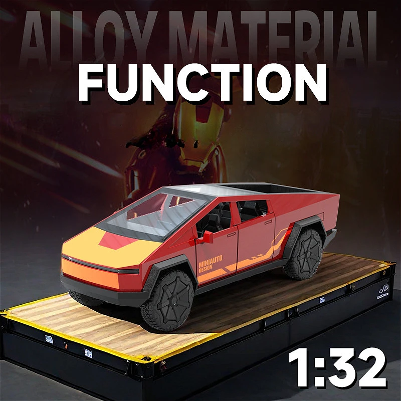 1:32 Pickup Truck-modelsimulatie, rebound-geluid en licht automodel, metalen ornamentmodel voor jongens