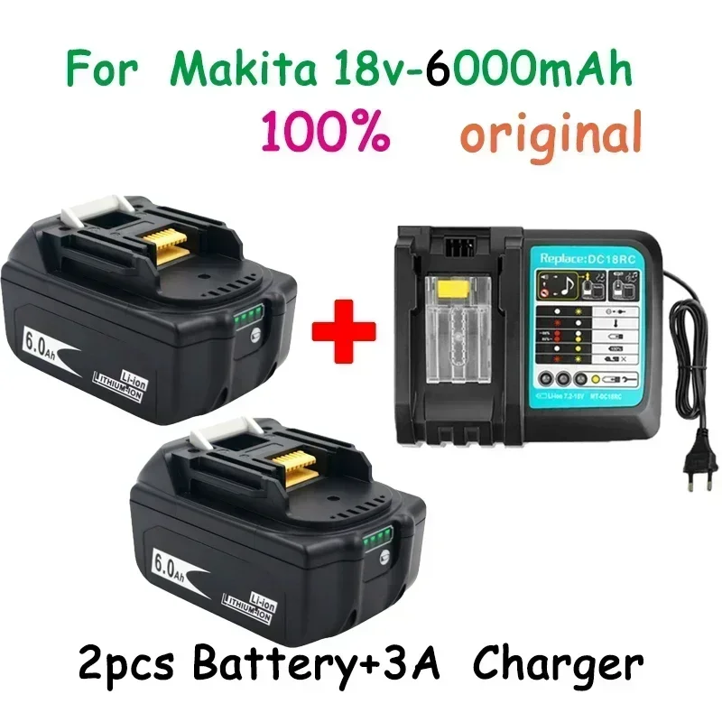 

WIth Charger BL1860 Rechargeable Battery 18 V 6000mAh Lithium Ion for Makita 18v Battery 6ah BL1840 BL1850 BL1830 BL1860B LXT400