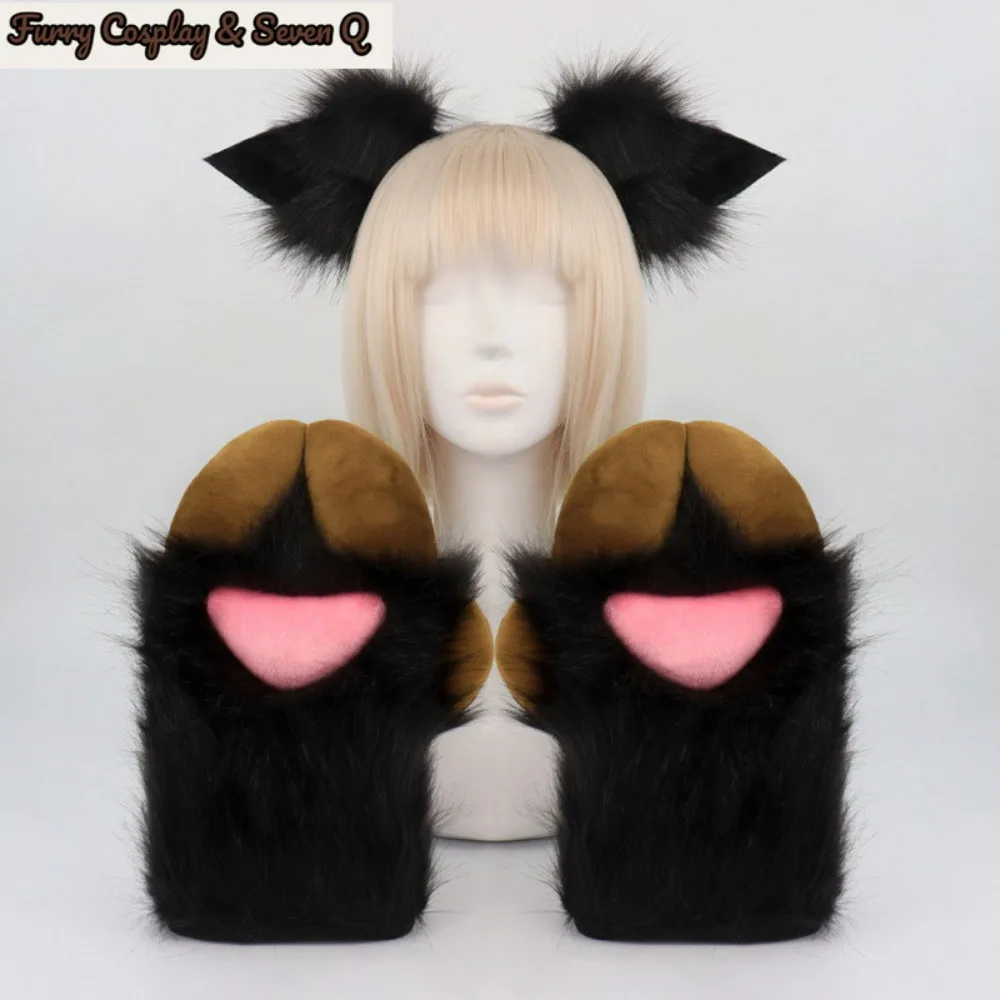 Simulated Sheep Ear Headband Plush Sheep Hoof Gloves Cosplay Comic Show Dress Up Party Headgear