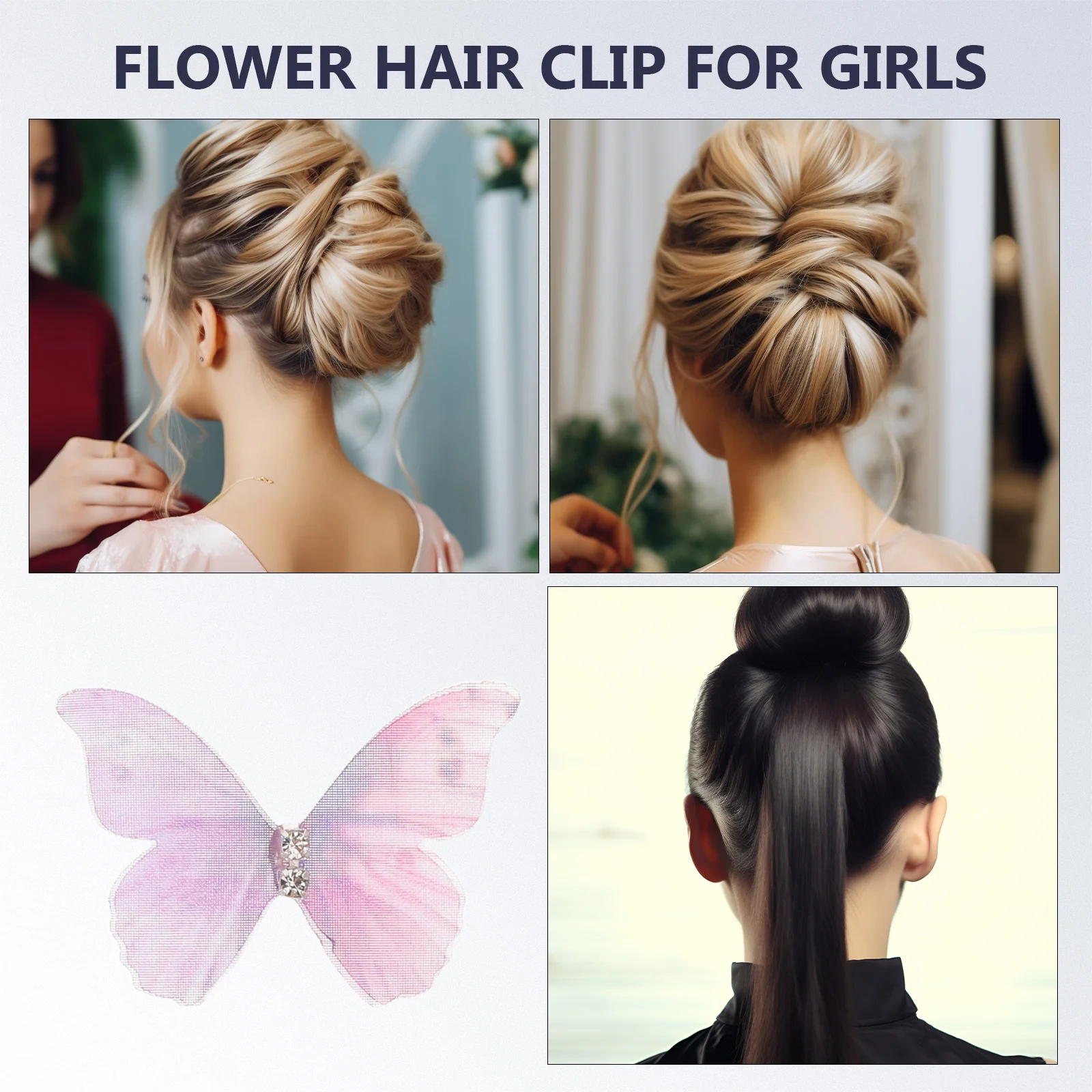 

100pcs Butterfly Wings Hair Accessories 4.5Cm Mini Purple 3D Tulle Barrettes For Women Han Chinese Costume Double Layer