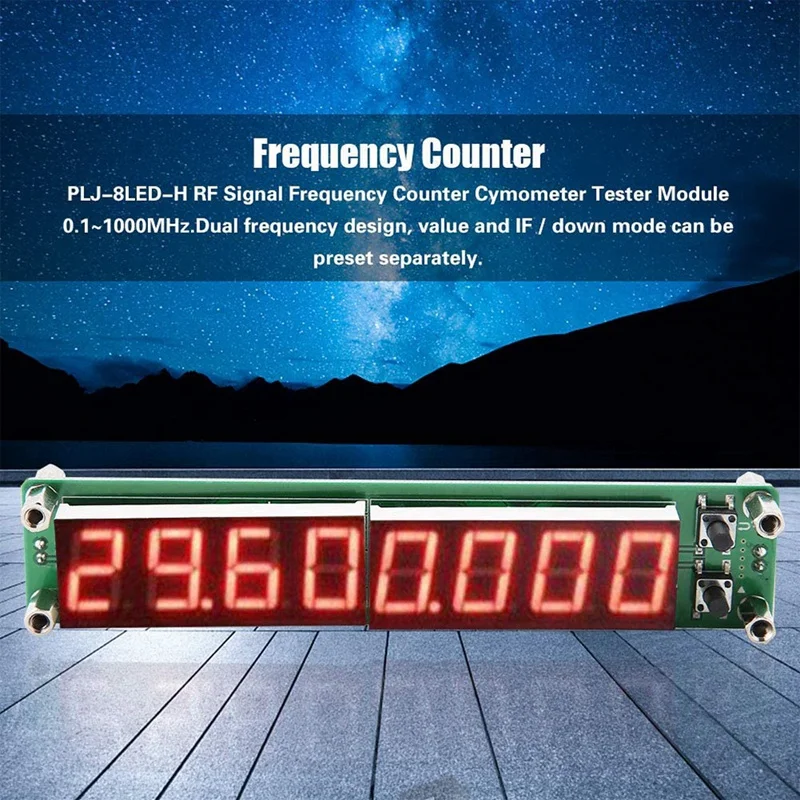 PLJ-8LED-H RF Sinal Freqüência Contador Tester Módulo, 0.1-1000Mhz, LED Digital Meter, Medidor de Freqüência