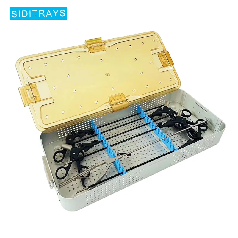 Aluminum alloy surgical instrument sterilization box single and double layer, portable and fast storage