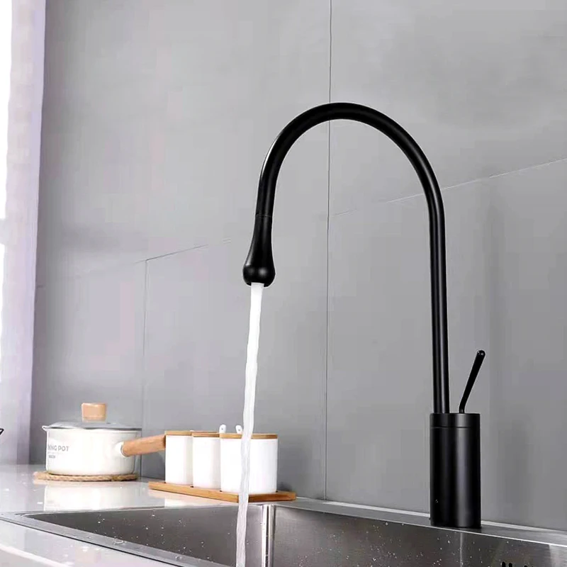 

Single Hole Pull Down Sink Faucet Rotatable 360° Kitchen Sink Faucet Deck Mounted One Handle Cold and Hot Mixer Taps Black