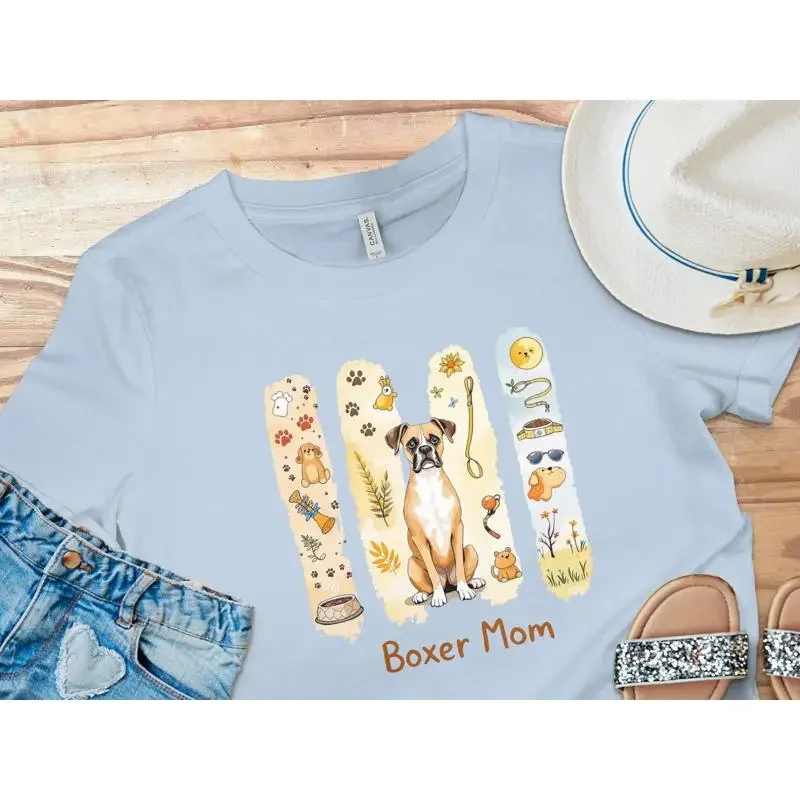 Boxer Mom T shirt SweaT Brushstroke Style Retro Design for Mothers Day Cute Dog Print