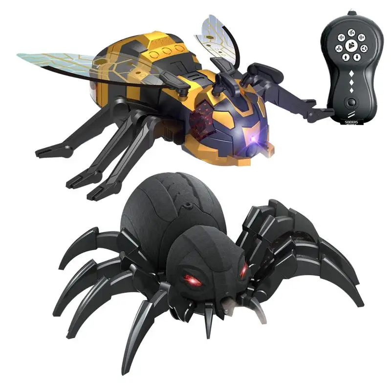 Remote Control Spider Bee Toy with Cool Lights RC Crawling Animal With Realistic Full Function Radio Control kids Holiday gift