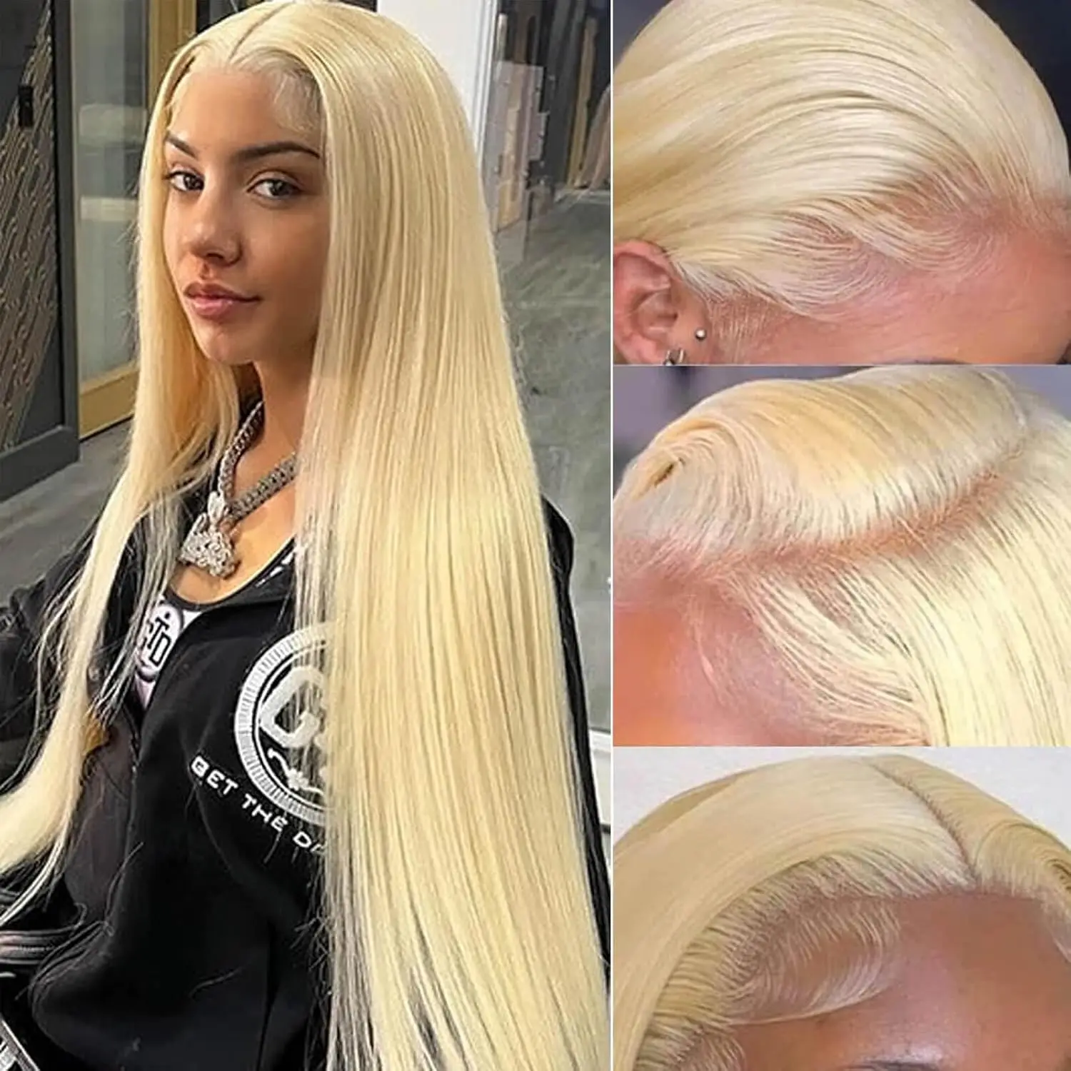 Wig Rambut Asli Pirang 30 Inch 613 Lace Front 13X4 HD Transparan, Wig Rambut Asli Pirang dengan Lace Front 200% Density