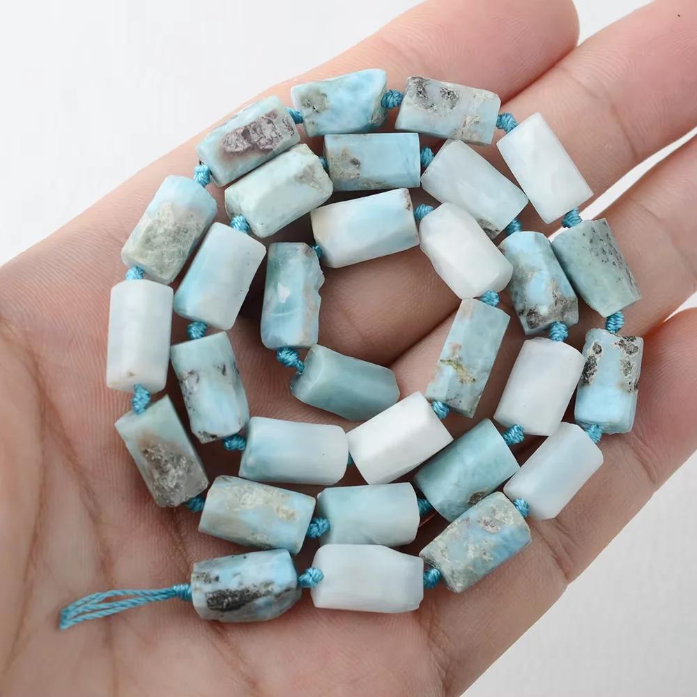 Women's 6-8mm Natural Larimar Freeform Nugget stone Loose Beads 15