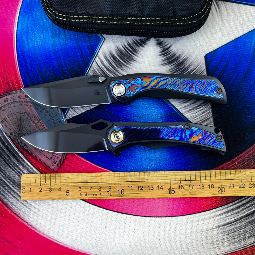 QK folding knife M390 blade titanium alloy handle camping fishing hunting knife outdoor survival hiking rescue EDC defense tool