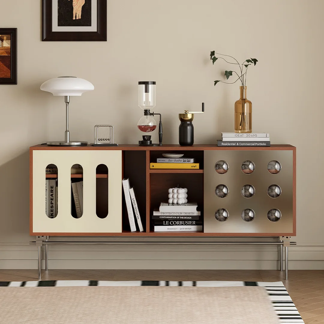 Acrylic stainless steel low cabinet TV cabinet Ocean plate contrasting color small apartment living room side cabinet