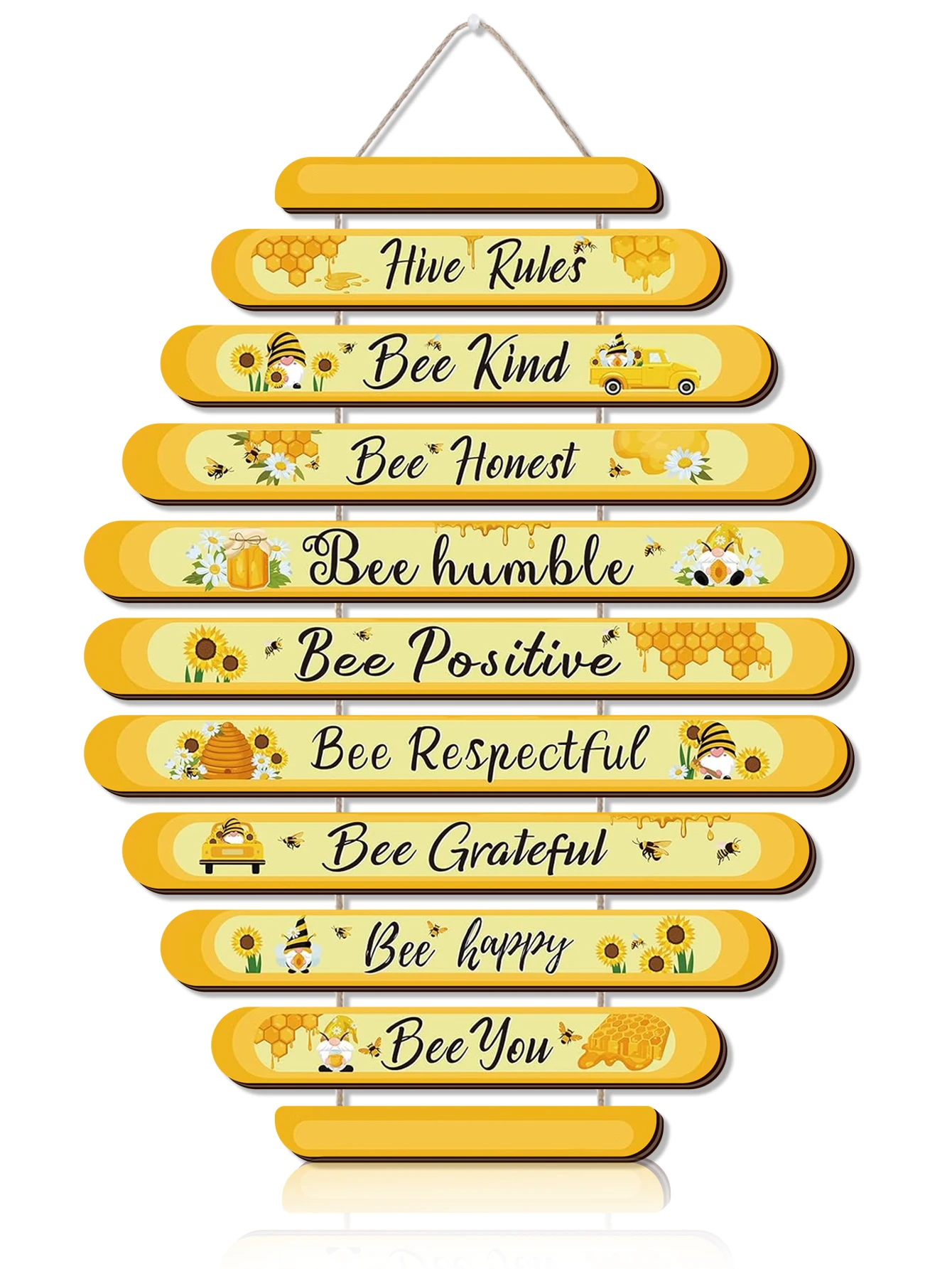 1pc 8*8inch Bee Logo Beehive Rules Bee Wall Decor Plaque Bee Gift Bumblebee Decoration  Living Room Country Kitchen Decoration images - 6